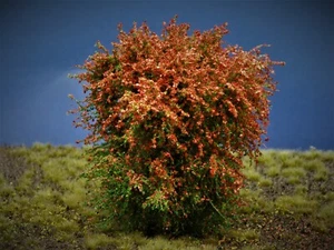 Diorama Zubehör, 1 Modellbaum- Blüten-Busch, mit roten Blüten, 15 - 16 cm hoch - Picture 1 of 3