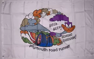Nuevo PLYMOUTH ROAD RUNNER 3x5 ft BANDERA resistente a la decoloración calidad superior vendedor de EE. UU. - Imagen 1 de 4
