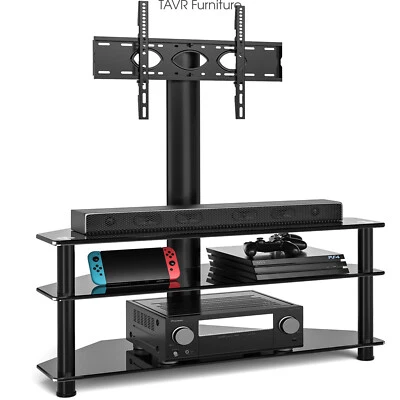 Universal Flat TV Stand with Swivel Mount for TVs up to 75 inch, 3-Tier Shelf - Image 1 of 4