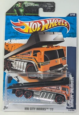 Back Slider 2011 Hot Wheels 173/244 HW City Works Car Transport Tow Truck Orange - Image 1 of 3