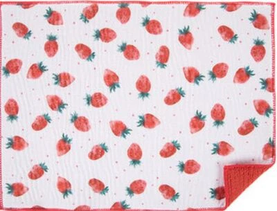 Alfombrilla de secado de microfibra de cocina (15" x 20") FRESAS, roja, MI Foto 1 de 4