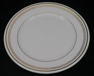 VINTAGE SHENANGO CHINA RESTAURANT WARE PLATE, GOLD LAUREL LEAF BAND, RIMROL - Picture 1 of 4