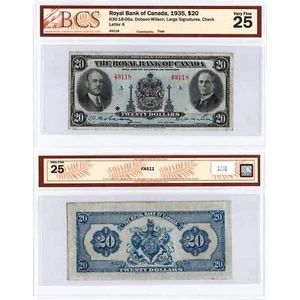 $20 1935 Royal Bank of Canada Chartered Note #630-18-06a - BCS VF-25 - Picture 1 of 3