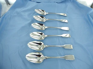 AN ANTIQUE STERLING SILVER SET OF SIX FIDDLE BACK SOUP SPOONS. LONDON 1823. - Picture 1 of 9