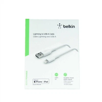 BELKIN BOOST CHARGE LIGHTNING TO USB-A CABLE MFI-CERTIFIED 1M WHITE CAA001BT1MWH - Image 1 of 3