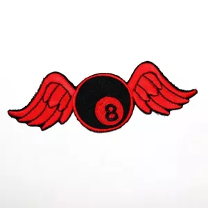 8 Ball Pool Red Wing Patch Tattoo Artwork Emblem for DIY Iron on Clothes Jacket - Picture 1 of 10