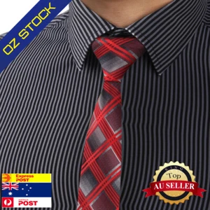 Dan Smith DAE7C03B Brown Red Plaids Skinny Tie Set Mens Interview Neck Ties - Picture 1 of 4