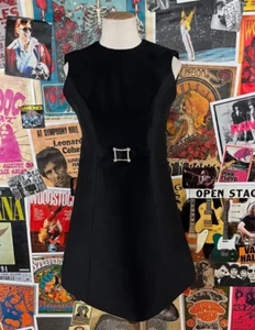 Vestido túnica Nordstrom sin mangas estrás negro vintage años 60 mejor mod PXXS - Imagen 1 de 13