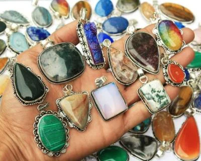 Dainty Garnet & Mix Gemstone Pendant Lot,Ethnic Pendant,Alluring Pendant Lot~ - Image 1 of 2