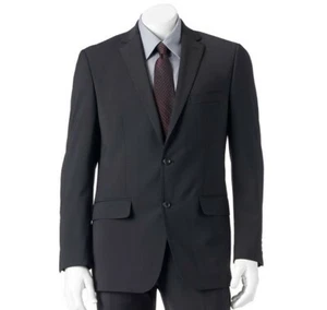 Marc Anthony Slim-Fit Shadow-Striped Wool Black Jacket sz 44 Long - Picture 1 of 12