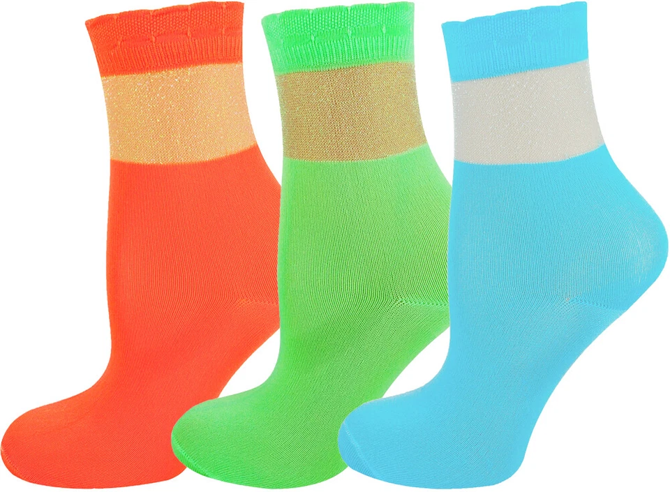 Mysocks 3 Pairs Ankle Socks Nylon Block Glitter - Image 1 of 1