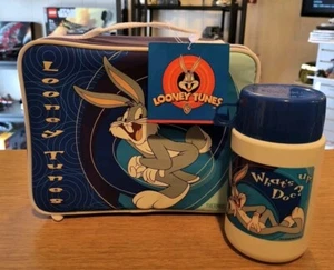 Vtg 1999 Bugs Bunny Looney Tunes Insulated Lunch Bag Box Lunchbox Thermos - Picture 1 of 12