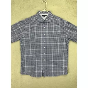 Tommy Hilfiger Shirt Mens 18 34-35 Blue White Plaid Dress Regular Fit Button Up - Picture 1 of 10