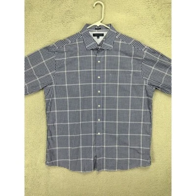 Tommy Hilfiger Shirt Mens 18 34-35 Blue White Plaid Dress Regular Fit Button Up - Image 1 of 4