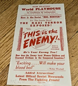 1942 Promotional Flyer "THIS IS THE ENEMY!" The Nazi Terror Exposed ARTINKO - Picture 1 of 3