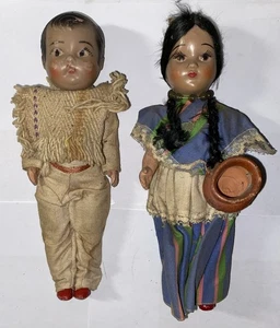 "Muñeca mexicana vintage hombre/mujer par plástico 8,5""" - Imagen 1 de 19