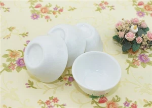 4PC Dollhouse Miniature 1/6 Accessory White Ceramics Bowls Kitchen Furniture - Picture 1 of 4