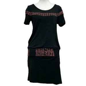 Y2K SkunkFunk Black Pobena Belted Drop Waist Short Sleeve Jersey Mini Dress sz 2 - Picture 1 of 10