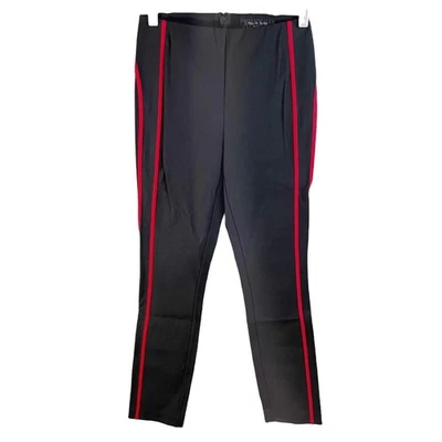 NWT Rag & Bone Womens Simone Tuxedo Side Stripe Pants Skinny Leg Black Red 0 USA - Image 1 of 4