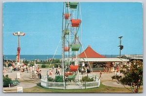 1960 Postkarte VA Buckroe Beach Vergnügungspark Riesenrad Snackbar - Bild 1 von 2