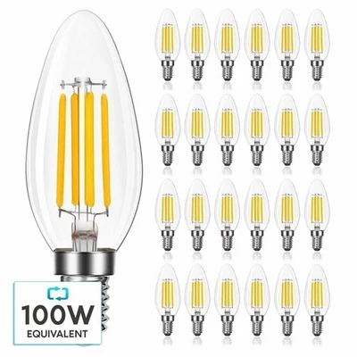 Luxrite Candelabra LED Light Bulbs 100W Equivalent 3000K B11 E12 Base 24-Pack - Image 1 of 4