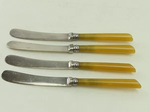 (ref288CA) 4 vintage amber coloured resin butter knives - Picture 1 of 5