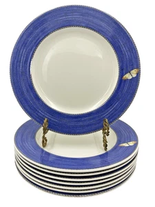 Vintage Lot Of 8 Wedgwood Sarah's Garden Dinner Plates Blue 10.75"  Butterfly - Picture 1 of 8
