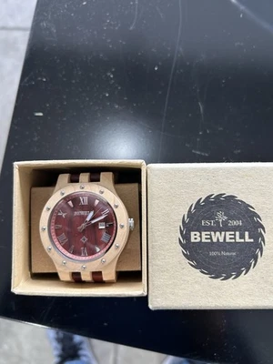 BEWELL Hombre Bambú Madera Reloj Cuarzo Analógico Ligero Eco Regalo Nuevo en Caja Foto 1 de 4