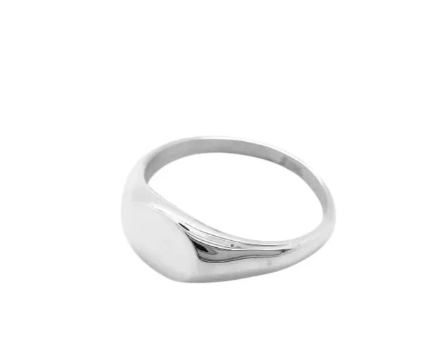 Acciaio Inox Argento Anello Sigillo Rotondo Lucidato Uomo Donna - Immagine 1 di 4