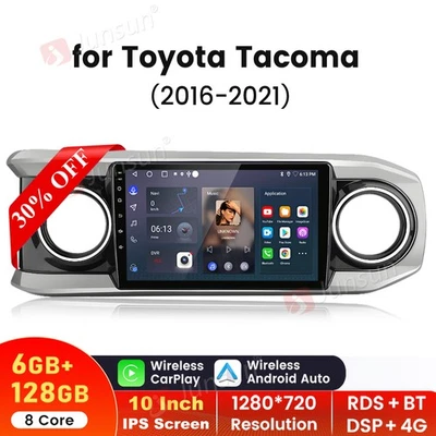 Radio estéreo 8 núcleos 6+128 GB Android14 Carplay GPS SWC para Toyota Tacoma 2016-2021 Foto 1 de 4