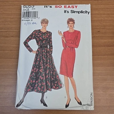 Simplicity 8053 Vintage 80s Sewing Pattern "LAshley-Style" Floral Dress CUT - Image 1 of 3