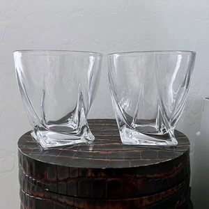 Juego de 2 vasos de whisky Mikasa Crystal Motion doble barra cueva hombre antiguo - Imagen 1 de 6