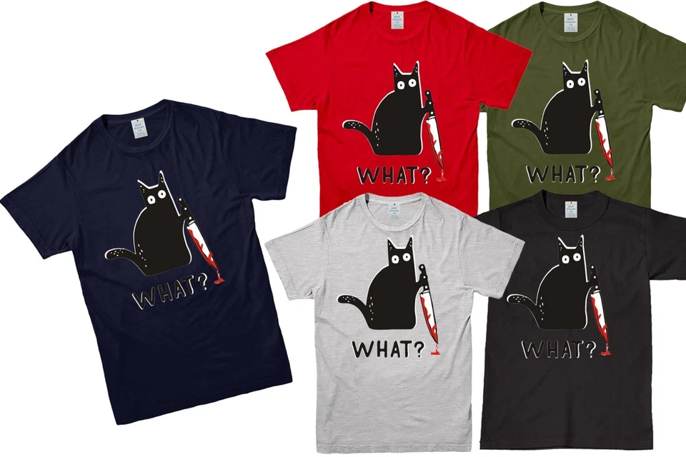 Хэллоуин CAT что футболка для детей мужчин женщин | ужас убийственный смешной кот - Изображение 1 из 1