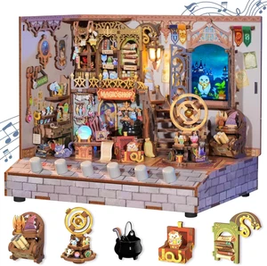DIY Miniature Wooden Dollhouse Kit with White Noise & Screen, Magic Shop Model S - Picture 1 of 11