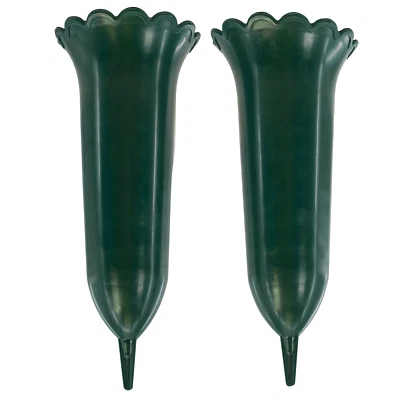 2 Pcs Green Spiked Memorial Grave Vases Cemetery Flower Pot Holder Vase - Image 1 of 4