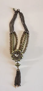 Declaración Collar Colgante Elegancia Imperial India Verde Bronce MCM - Imagen 1 de 4