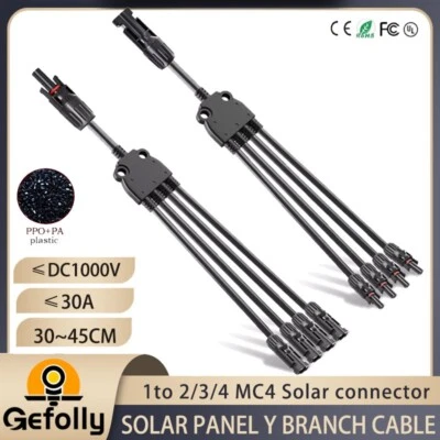 GEFOLLY Solar Connectors Y Branch Parallel Adapter Cable Wire Plug Tool For Solar Panel