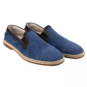 DOLCE & GABBANA Suede Loafer Shoes MONDELLO Blue Brown 41.5 US 8.5 UK 7.5 - Picture 1 of 5
