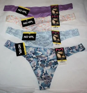 NWT set of 4 MAIDENFORM comfort devotion THONG BLUE FLORAL SNAKE pastels PURPLE - Picture 1 of 5