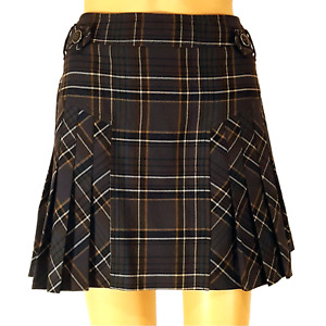 KAREN MILLEN Tartan Pleated Mini Micro Skirt Size UK 10, Size 10, VGC