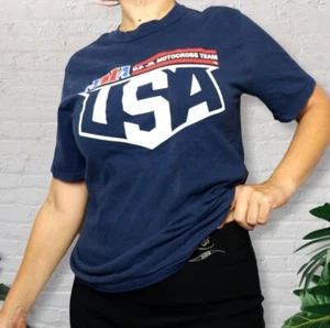 AMA USA Jr Motocross Racing T Shirt Womens S Car Sport Blokecore Y2K 90s Vintage - Picture 1 of 4