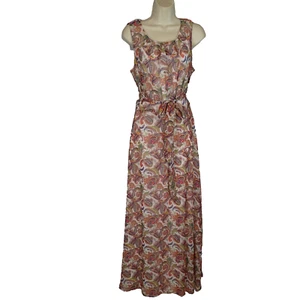 Chetta B Dress Womens 12 Floral Paisley Print Sleeveless Maxi belt - Picture 1 of 17