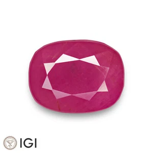 IGI Certified GUINEA Ruby 5.48 Ct. Natural Untreated CUSHION Vivid Pink-Red - Picture 1 of 5