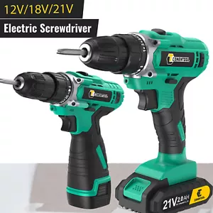 12/18/21V Electric Drill Driver Cordless Screwdriver Set 36pcs with 2 Battery - Picture 1 of 15