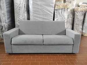 Divano 3P letto ribalta tessuto grigio tutto sfoderabile   mat.  h 15 - Foto 1 di 4