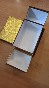 Box for gift. New box . Hand made. gift box with a beautiful gold ornament - Picture 1 of 6