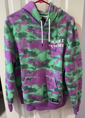 Unisex WeSC Green Purple Tie dyed Hoodie Ls Sweatshirt Size M/L/4 - Image 1 of 3