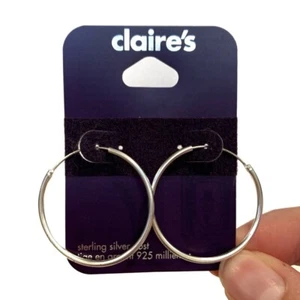Sterling Silver 925 Post Hoop Earrings Medium Size by Claire’s Argent Jewelry - Imagen 1 de 4