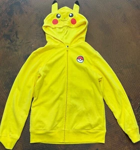 Pokemon Full Zip Hoodie Pikachu Kids Size L 10/12 Yellow - Picture 1 of 3