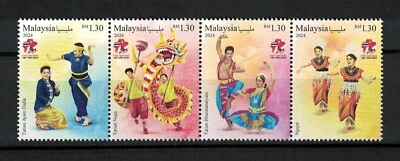 MALAYSIA 2024 VIETNAM FIVE NATIONS STAMP EXHIBITION O/PRINT DANCE STRIP 4 STAMPS - Image 1 of 3